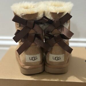 UGG Tan Toddler Mini Bailey Bow II Boots